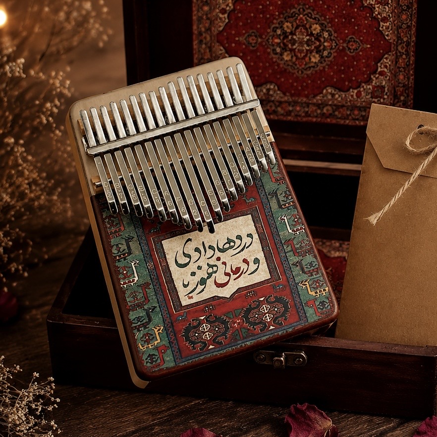 پک کادویی دست ساز کالیمبا و جعبه فرش ایرانی